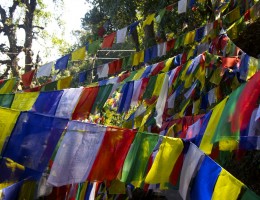 Prayer Flag of Buddhism on the way to Risheshwor Temple 