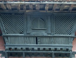Beautiful wooden window of the temple area
