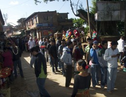 Devotee queue at the temple