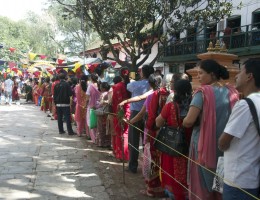 Line at Bhadrakali Temple