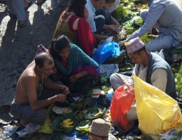 People performing ritual ( Shraddha ) during Kushe Aushi at Gokarna