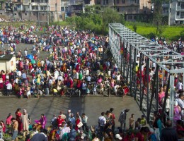 People performing ritual ( Shraddha ) during Kushe Aushi at Gokarna