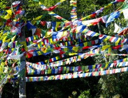Prayer Flag of Buddhism on the way to Risheshwor Temple 
