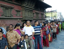 People trying to inside of Taleju Temple